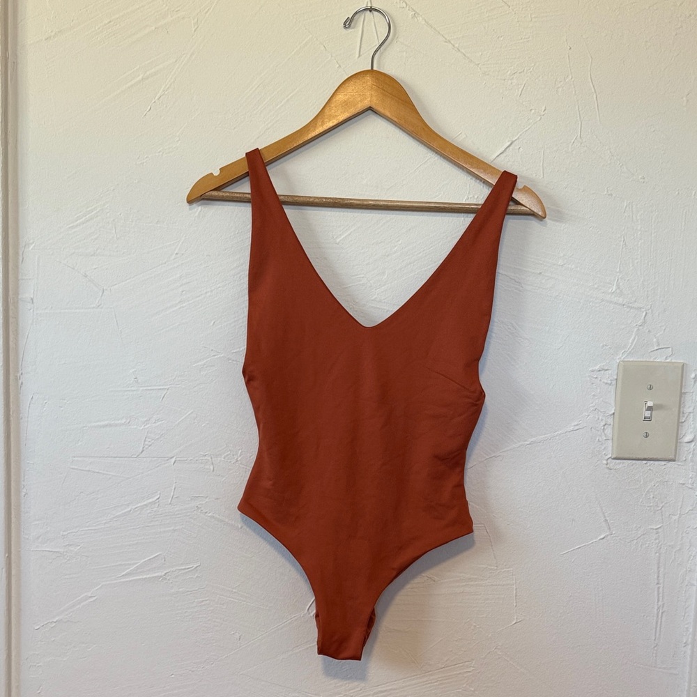 Women's Rust One-Piece Swimsuit - V-Neck Tank Style